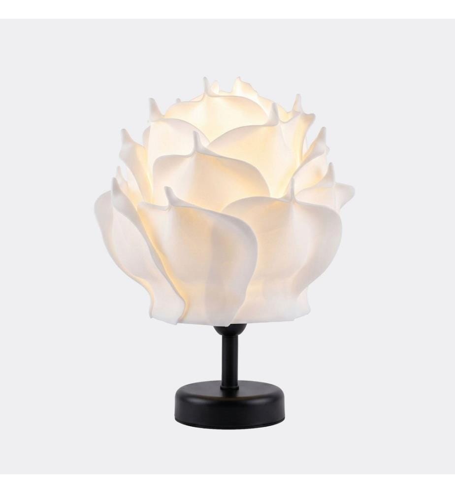 Lampe de table, corps en métal, blanc, noir
