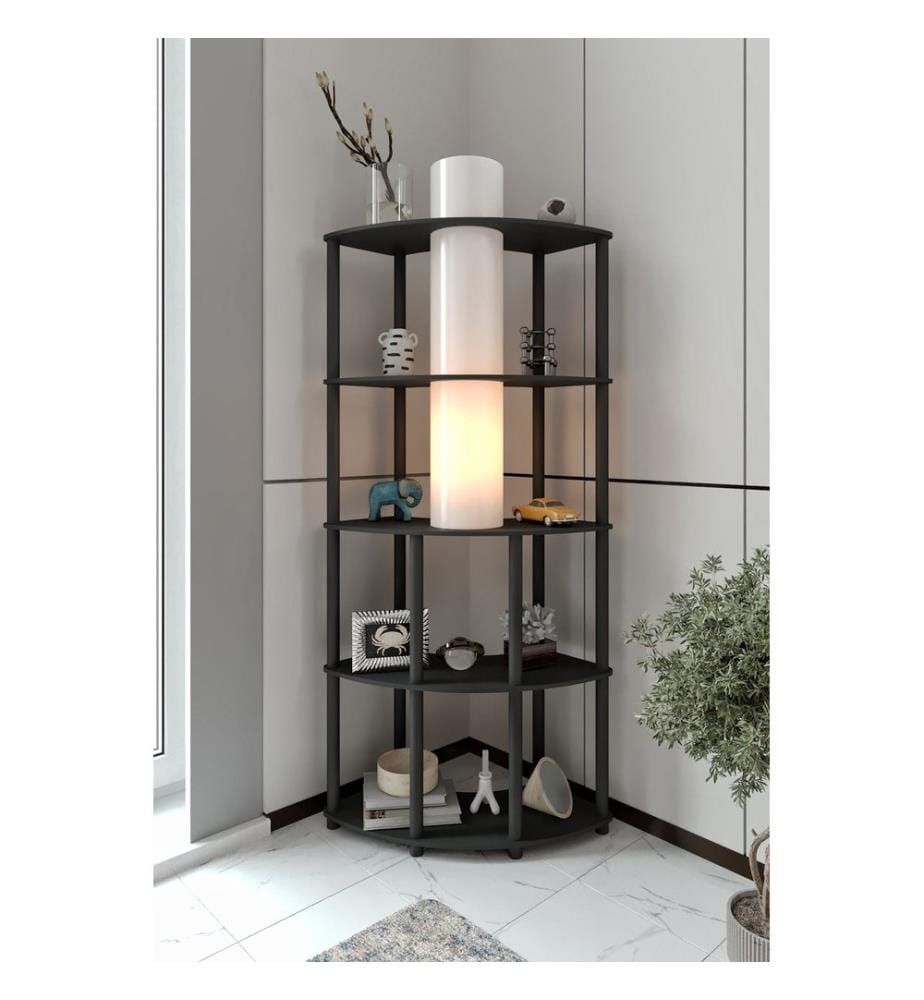 Lampadaire, structure en papier kraft et MDF, noir