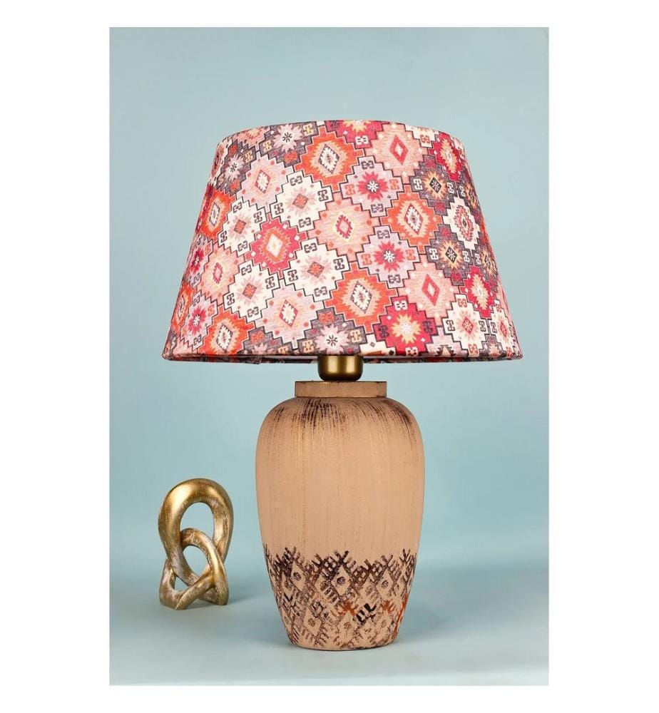 Lampe de table, corps en céramique, marron