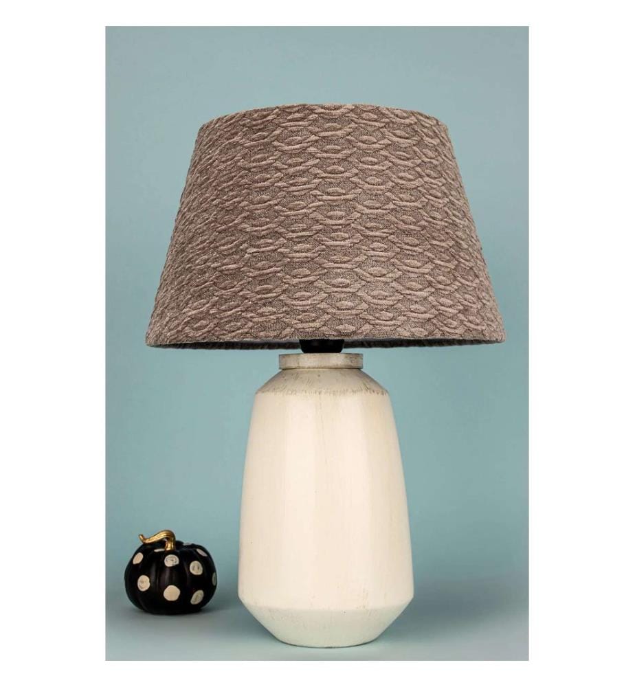 Lampe de table, corps en céramique, marron, crème