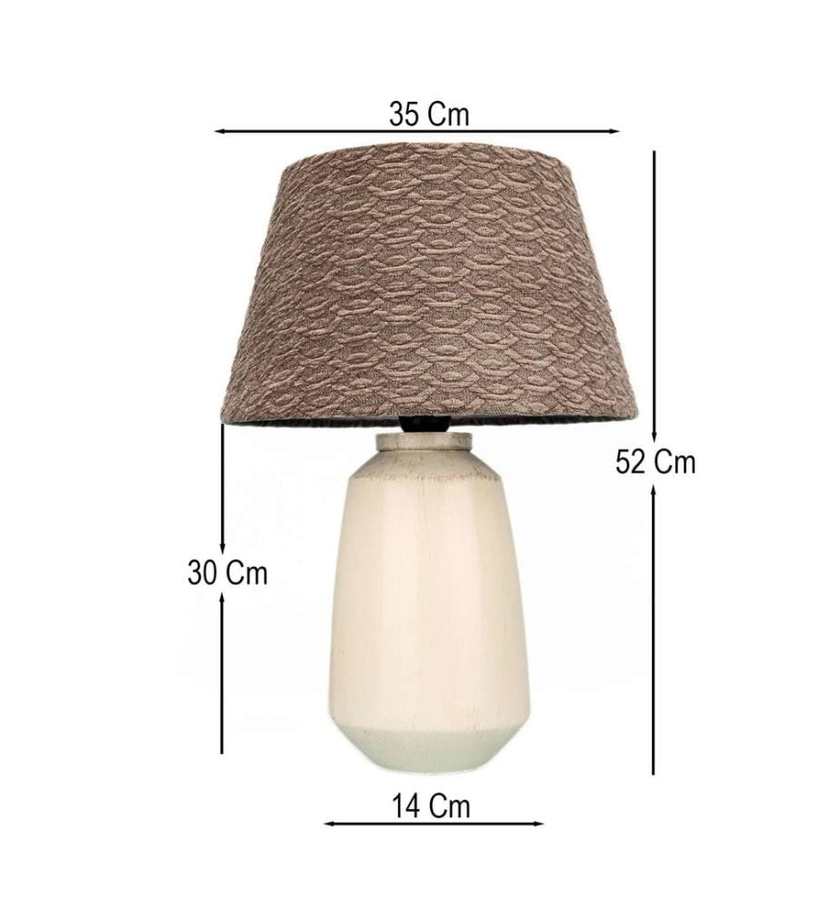 Lampe de table, corps en céramique, marron, crème