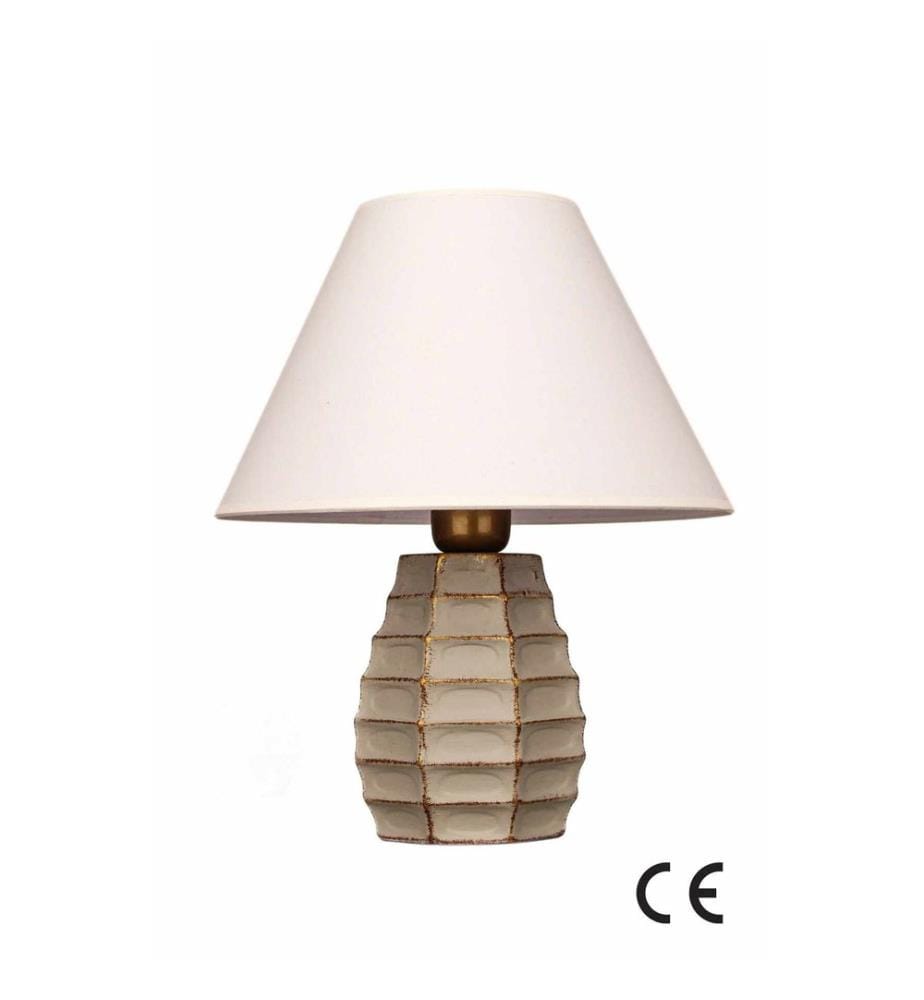 Lampe de table, corps en céramique, grise