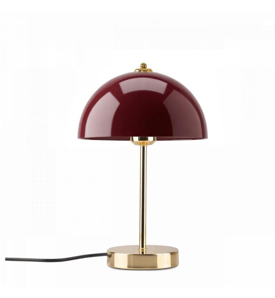 Lampe de table, corps en métal, rouge vin, or
