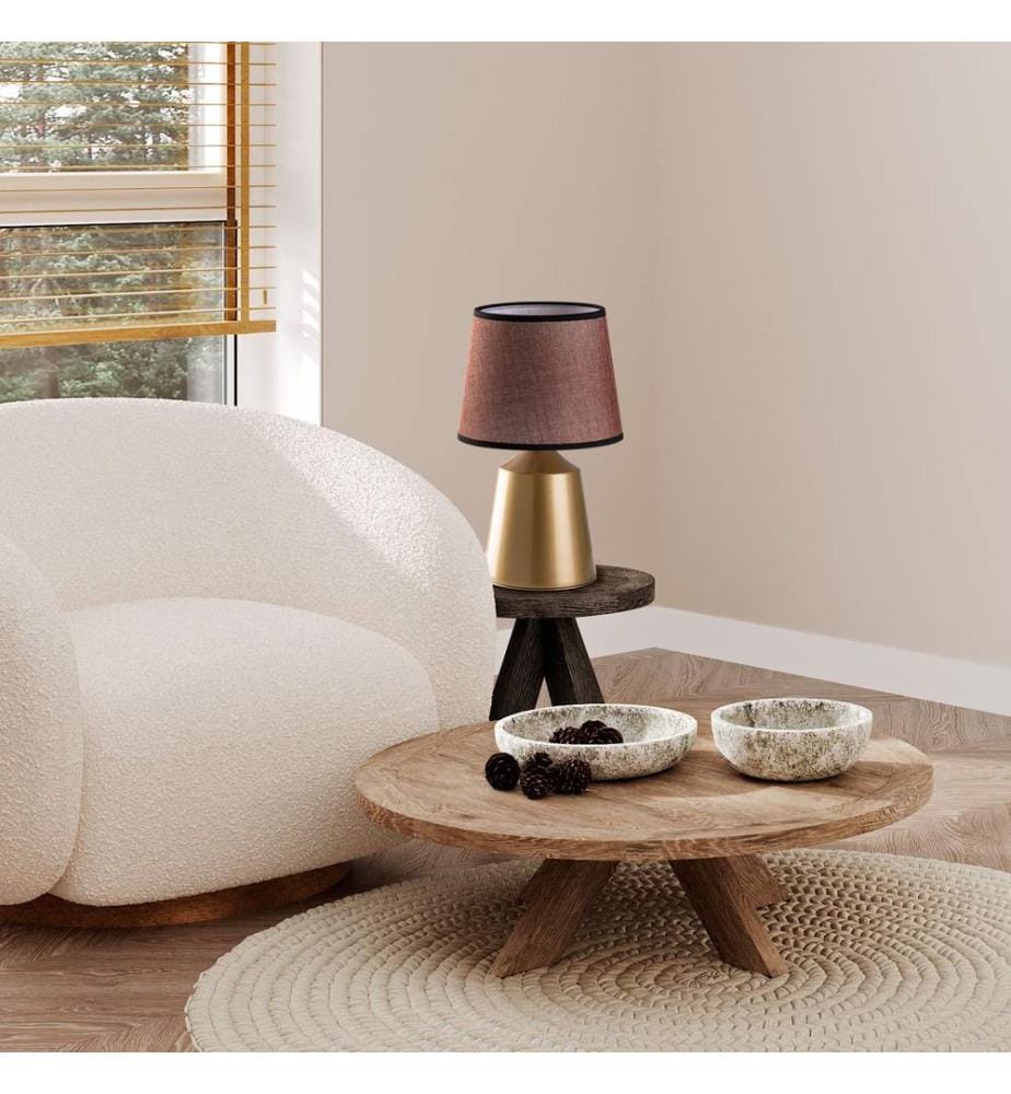 Lampe de table, corps en métal, doré, marron