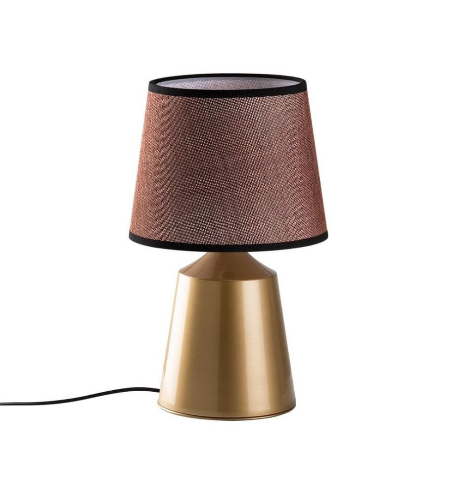 Lampe de table, corps en métal, doré, marron