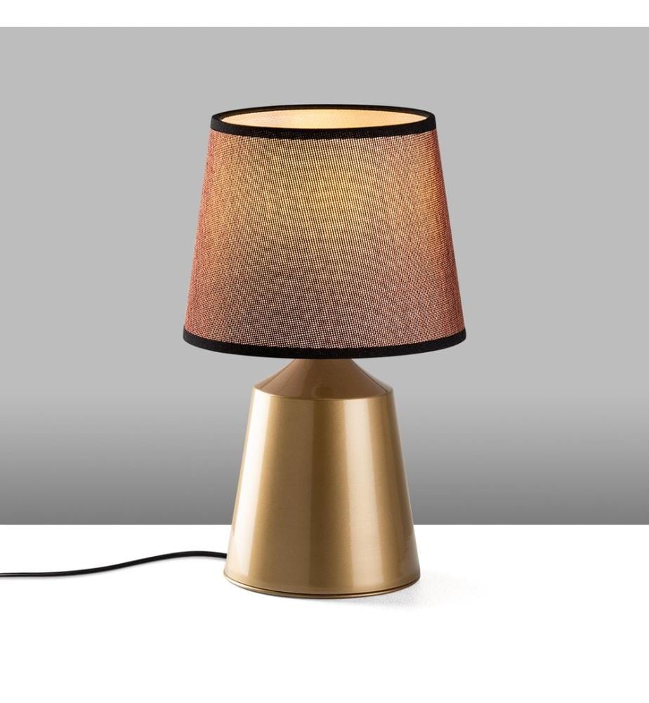 Lampe de table, corps en métal, doré, marron
