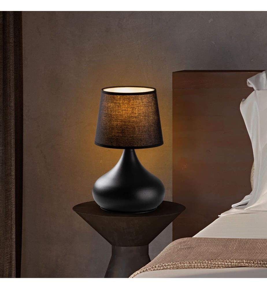 Lampe de table, corps en métal, noire