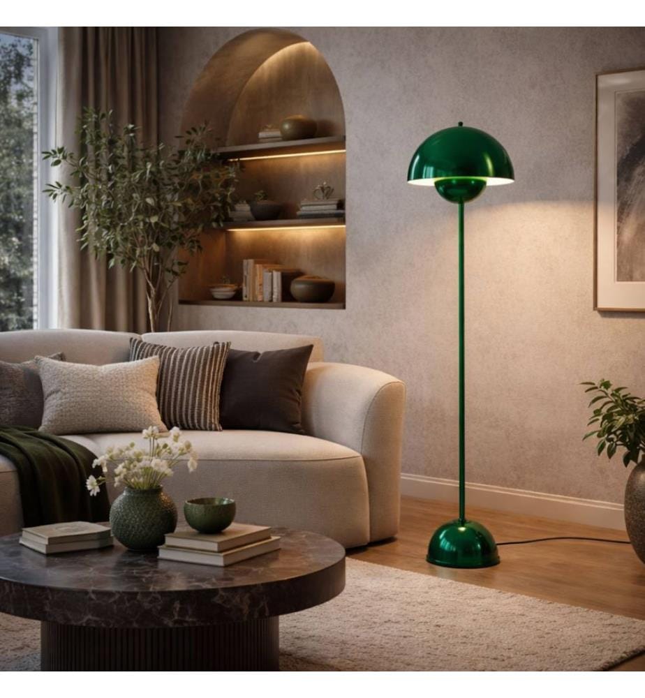 Lampadaire, corps en métal, vert