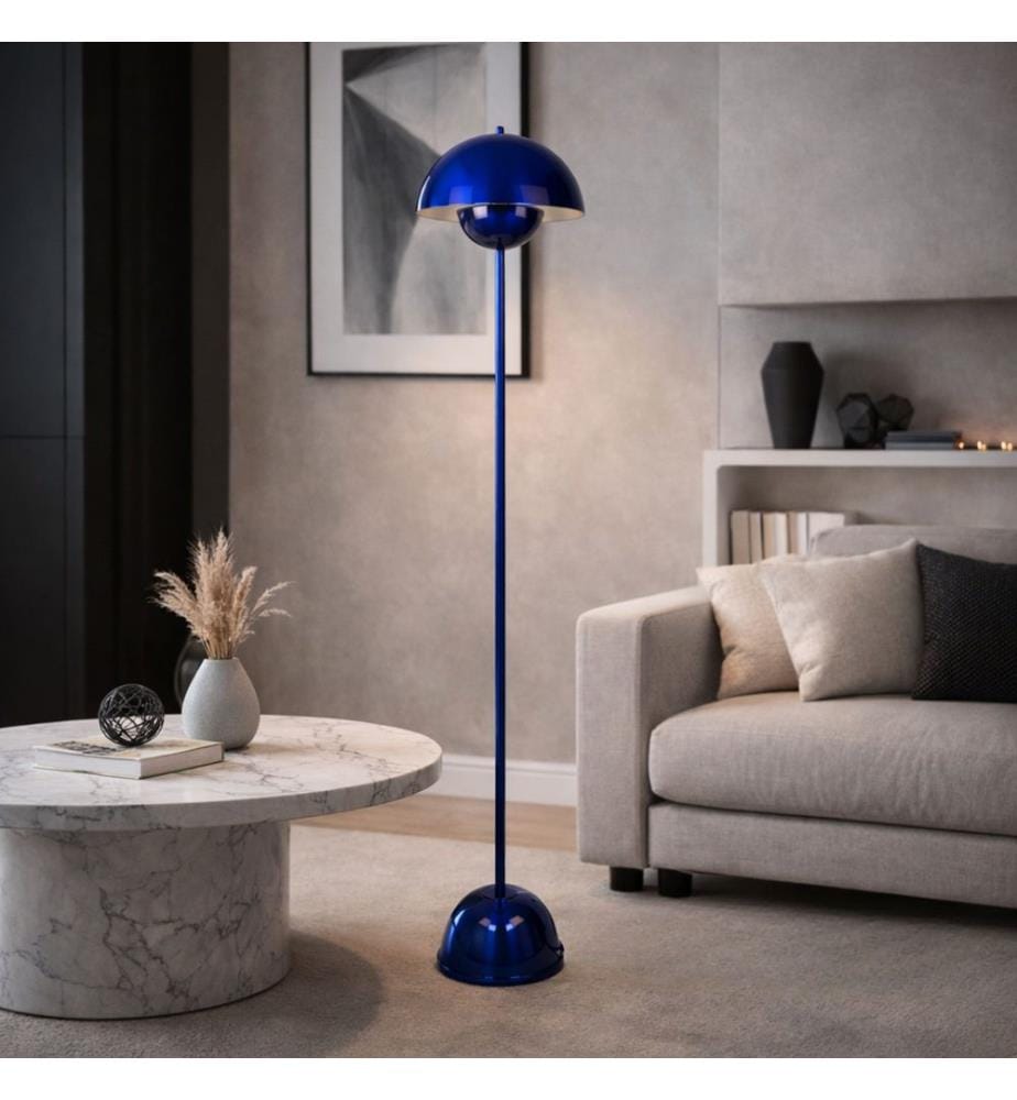 Lampadaire, corps en métal, bleu marine