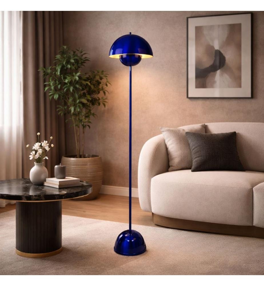 Lampadaire, corps en métal, bleu marine