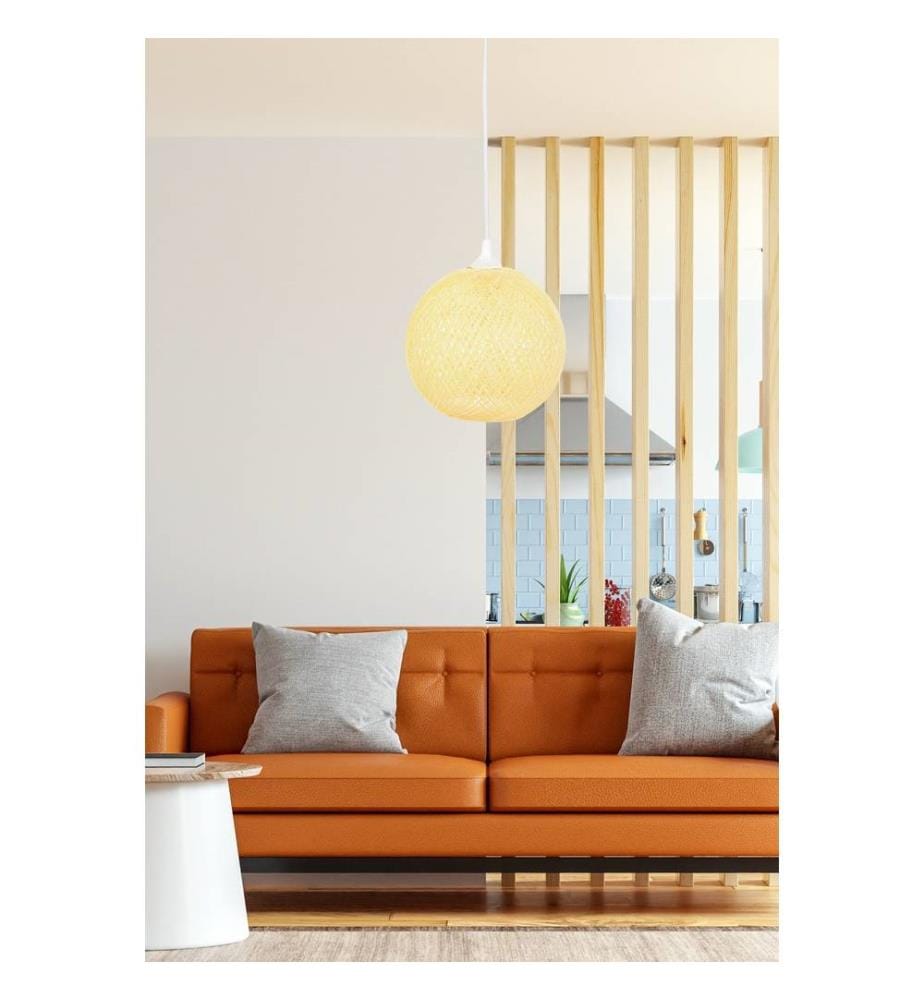 Chandelier, Yellow White, Handmade Jute Chandelier