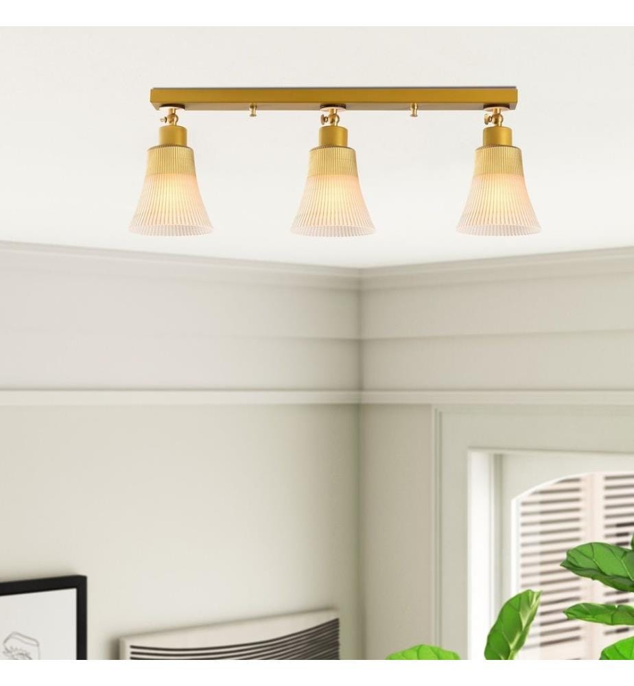 Chandelier, Gold, Metal Body, Glass Cap,Wooden Base