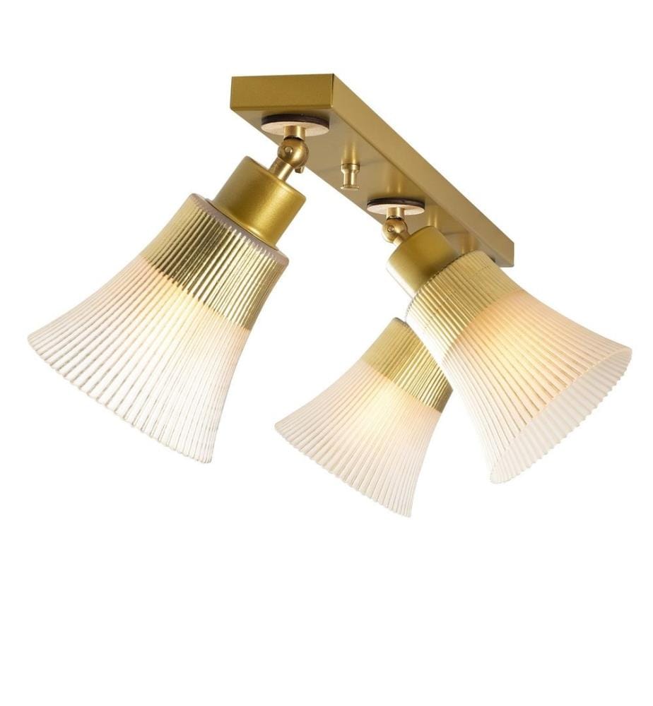 Chandelier, Gold, Metal Body, Glass Cap,Wooden Base