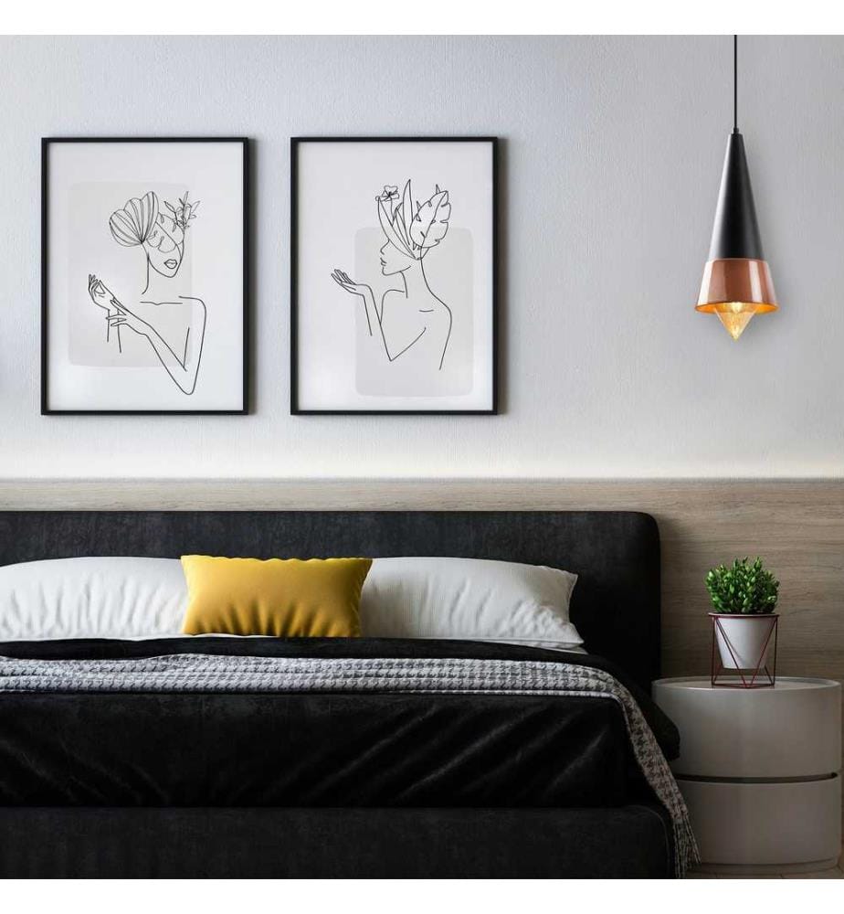 Chandelier, Black, Copper, Metal Body