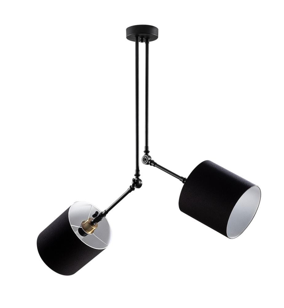 Chandelier, Black, Metal Body, Fabric Cap