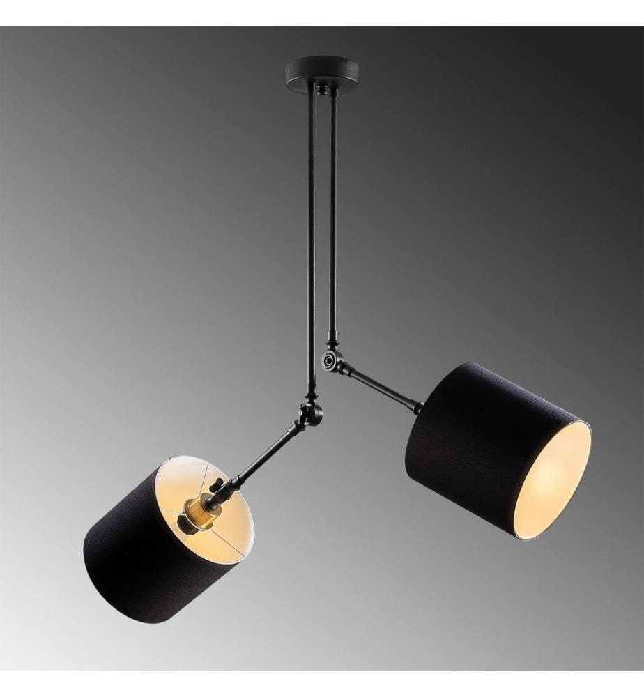 Chandelier, Black, Metal Body, Fabric Cap