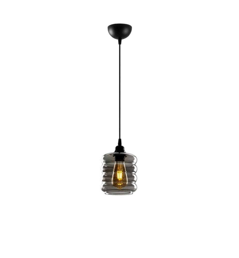 Chandelier, Fume, Metal Body, Glass Cap