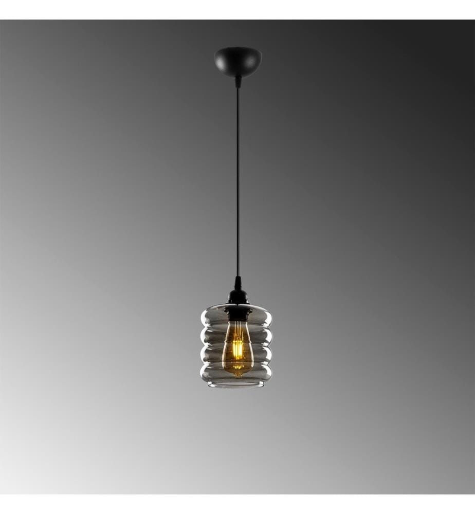 Chandelier, Fume, Metal Body, Glass Cap