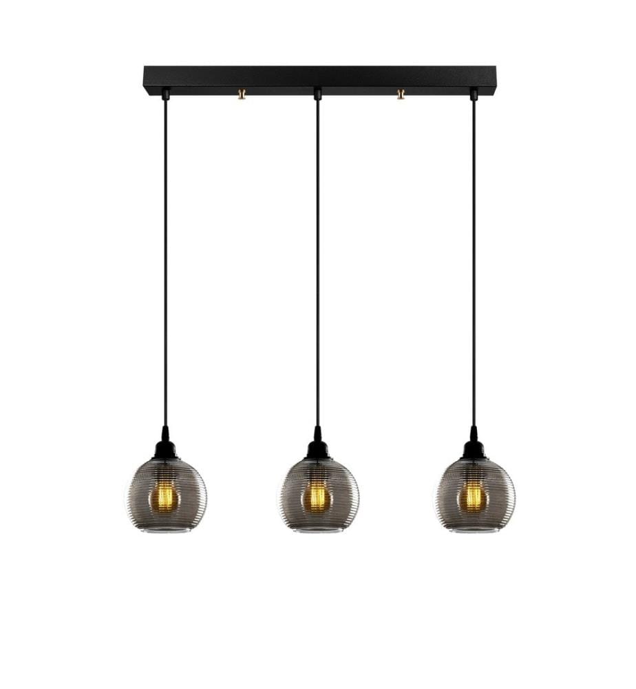Chandelier, Fume, Metal Body, Glass Cap