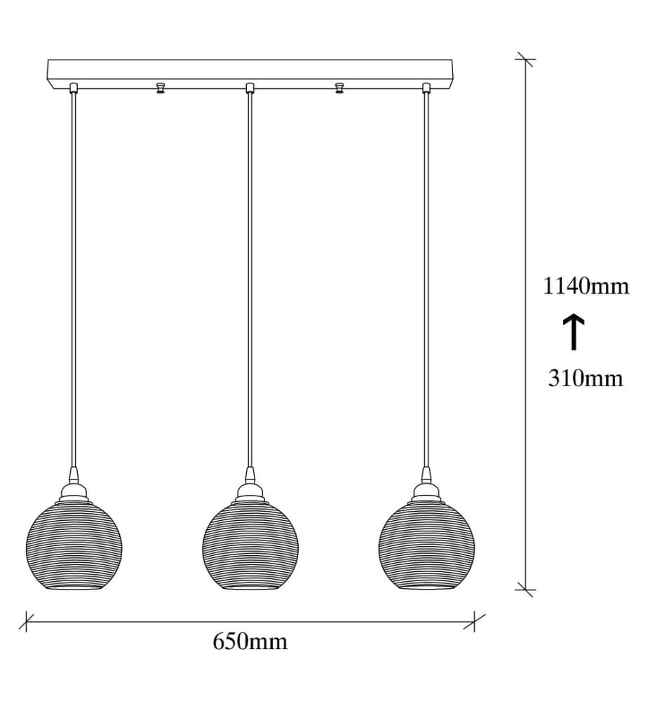 Chandelier, Fume, Metal Body, Glass Cap