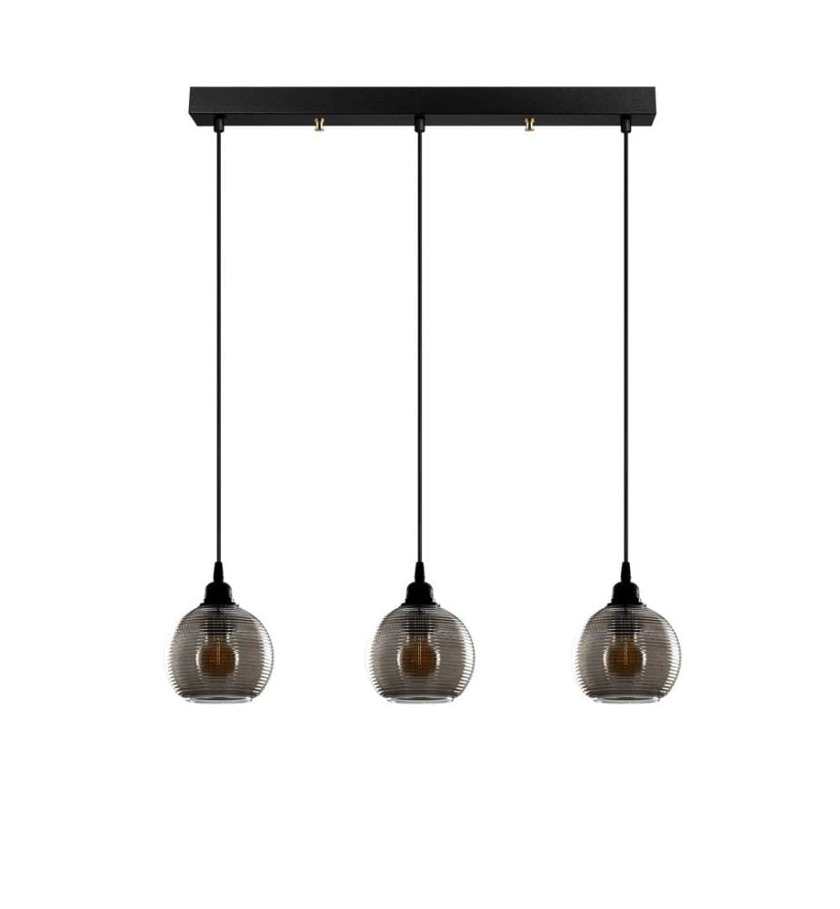 Chandelier, Fume, Metal Body, Glass Cap