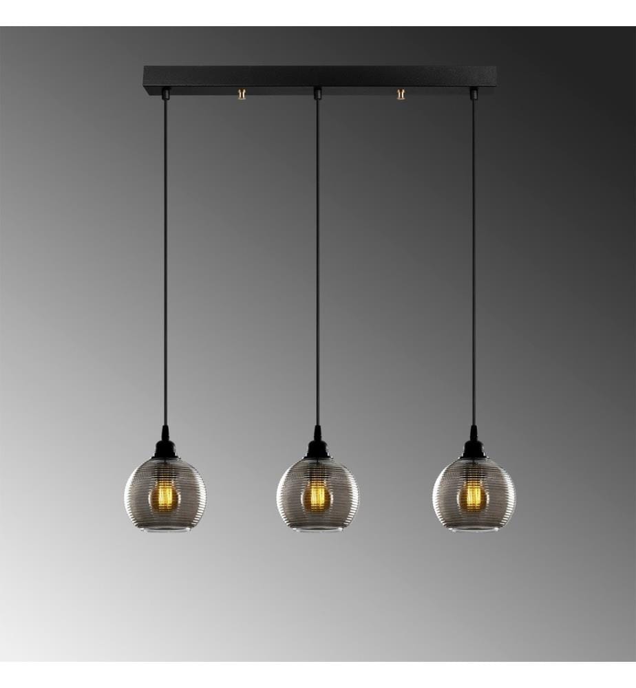Chandelier, Fume, Metal Body, Glass Cap