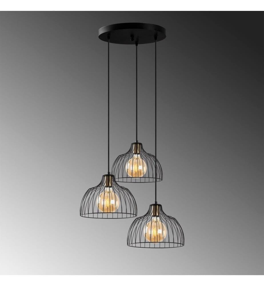 Chandelier, Black, Antique, Metal Body, Metal Cap