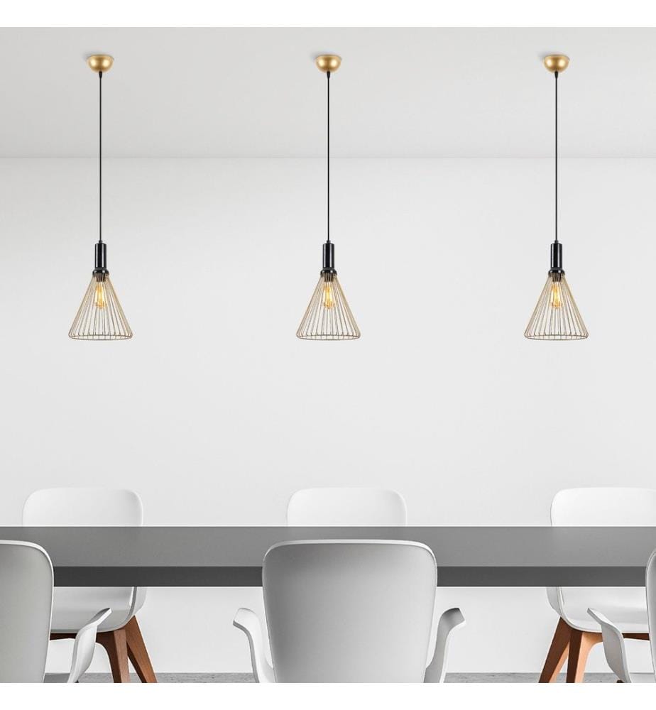 Chandelier, Shiny Gold, Metal Body, Metal Cap