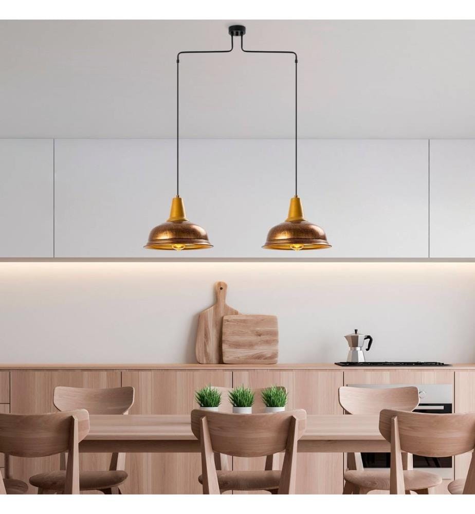 Chandelier, Patina, Metal Body, Metal Cap
