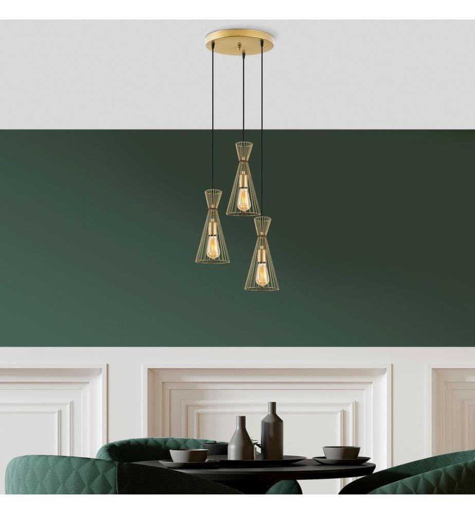 Chandelier, Shiny Gold, Metal Body, Metal Cap
