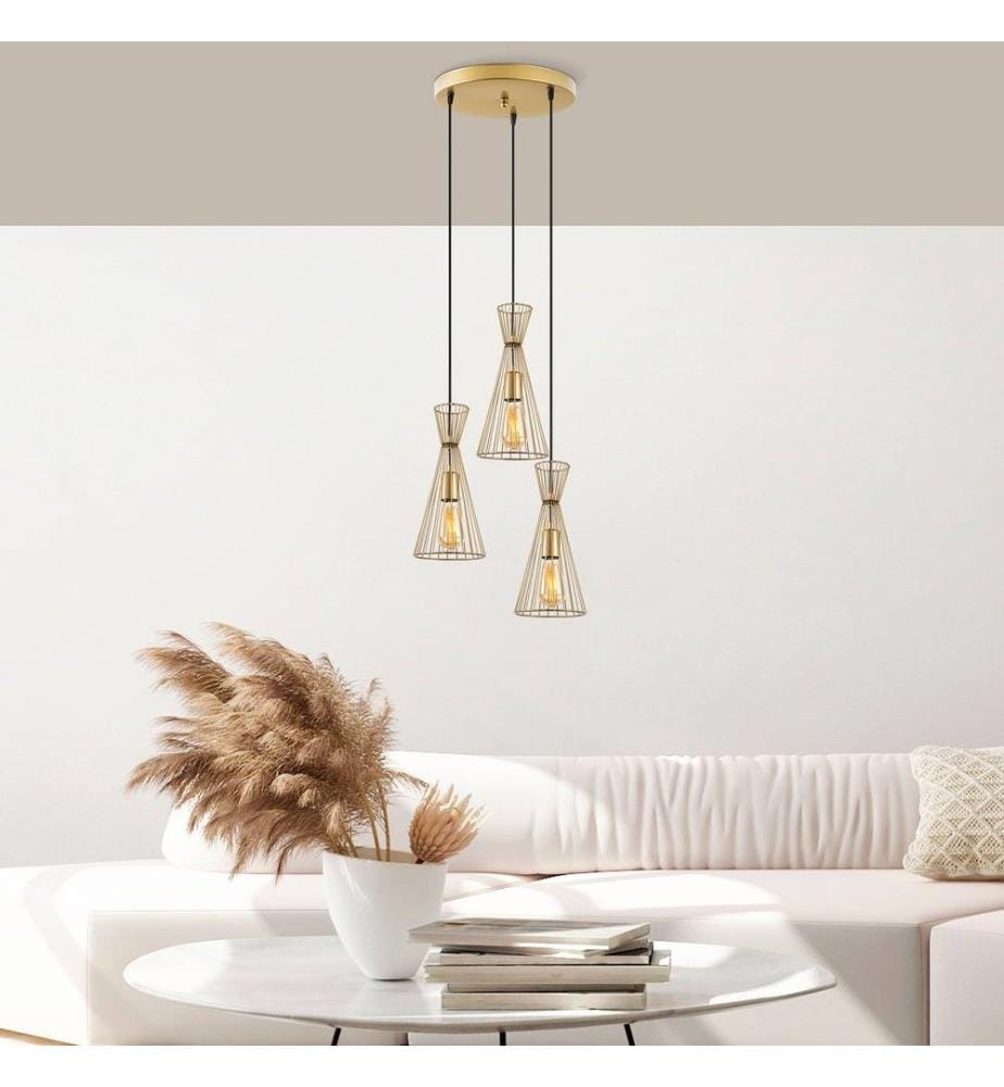 Chandelier, Shiny Gold, Metal Body, Metal Cap