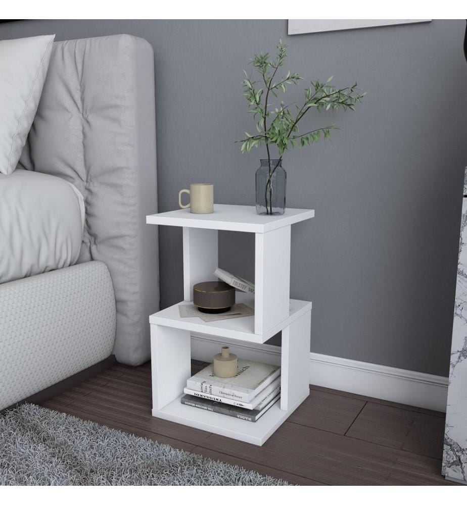 Nightstand, White, Melamine Coated Particle Board