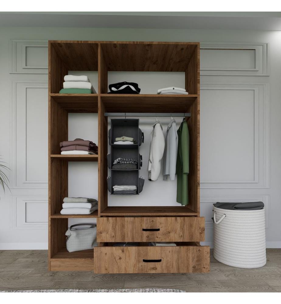 Kleiderschrank, Nussbaum, 100% Melamine beschichtete Spanplatte