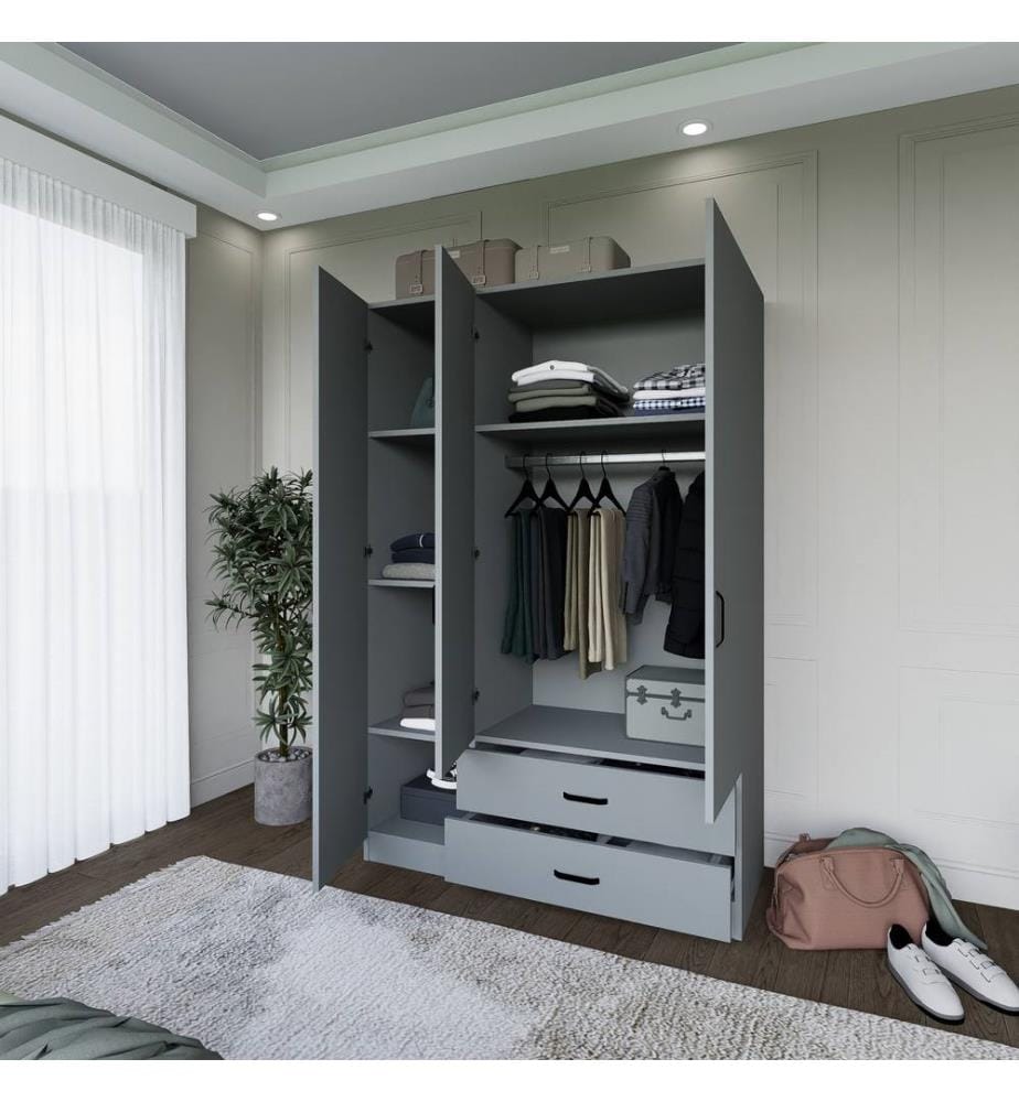 Armoire, Grey, 100% Melamine Coated Particle Board
