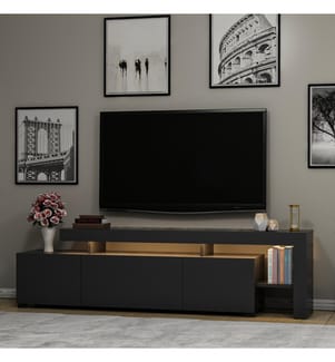 Anthracite, Armoires De Télévision, 53X192X37 cm, Plaque De Particules Enrobée De Mélamine