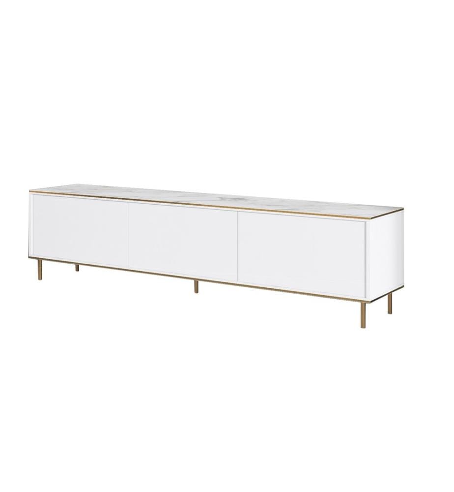Meuble TV, Marbre blanc, Or, 100% Melamine Particle Coated Board