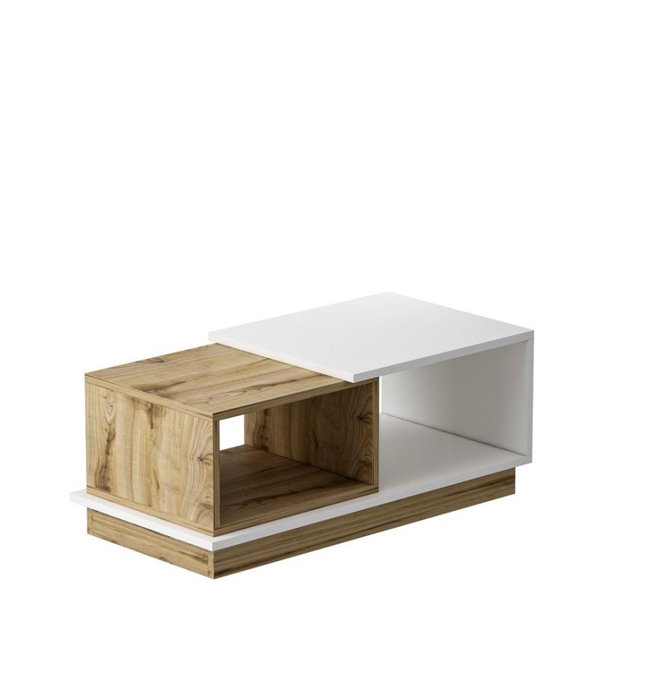 Blanc, Chêne, Tables Basses, 36X90X45 cm, Assiette De Particules À Revêtement En Mélamine
