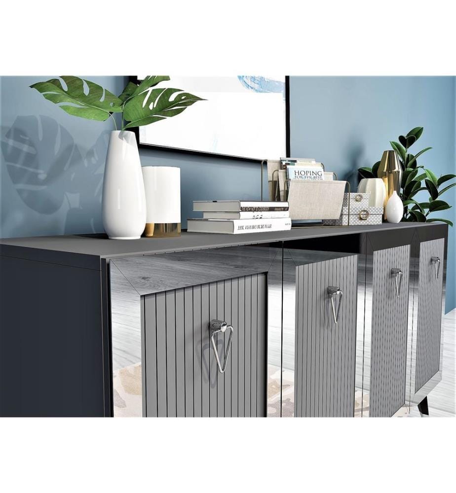 Console, Anthracite, Argent, Panneau de particules mélaminé