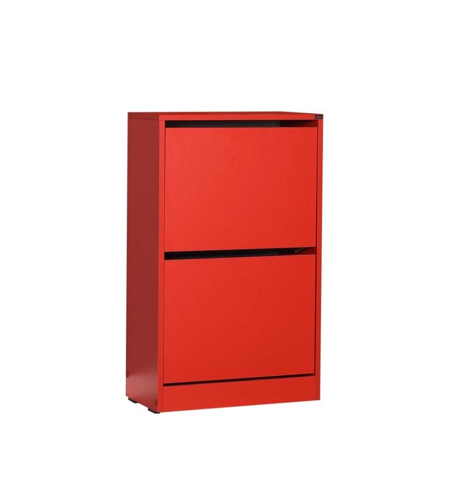 Schuhschrank, Rot, Melaminbeschichtete Spanplatte