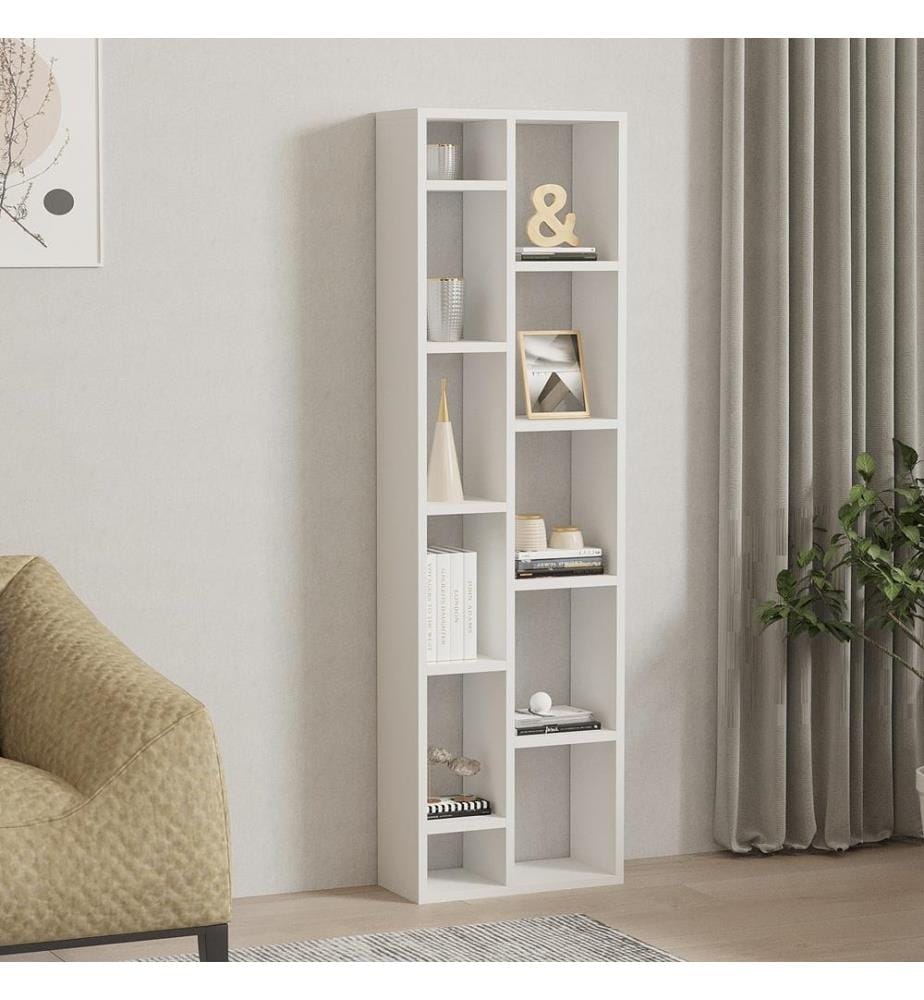 Blanc, Librairie, 150X44.4X19,6 cm, Melamine MDF Board