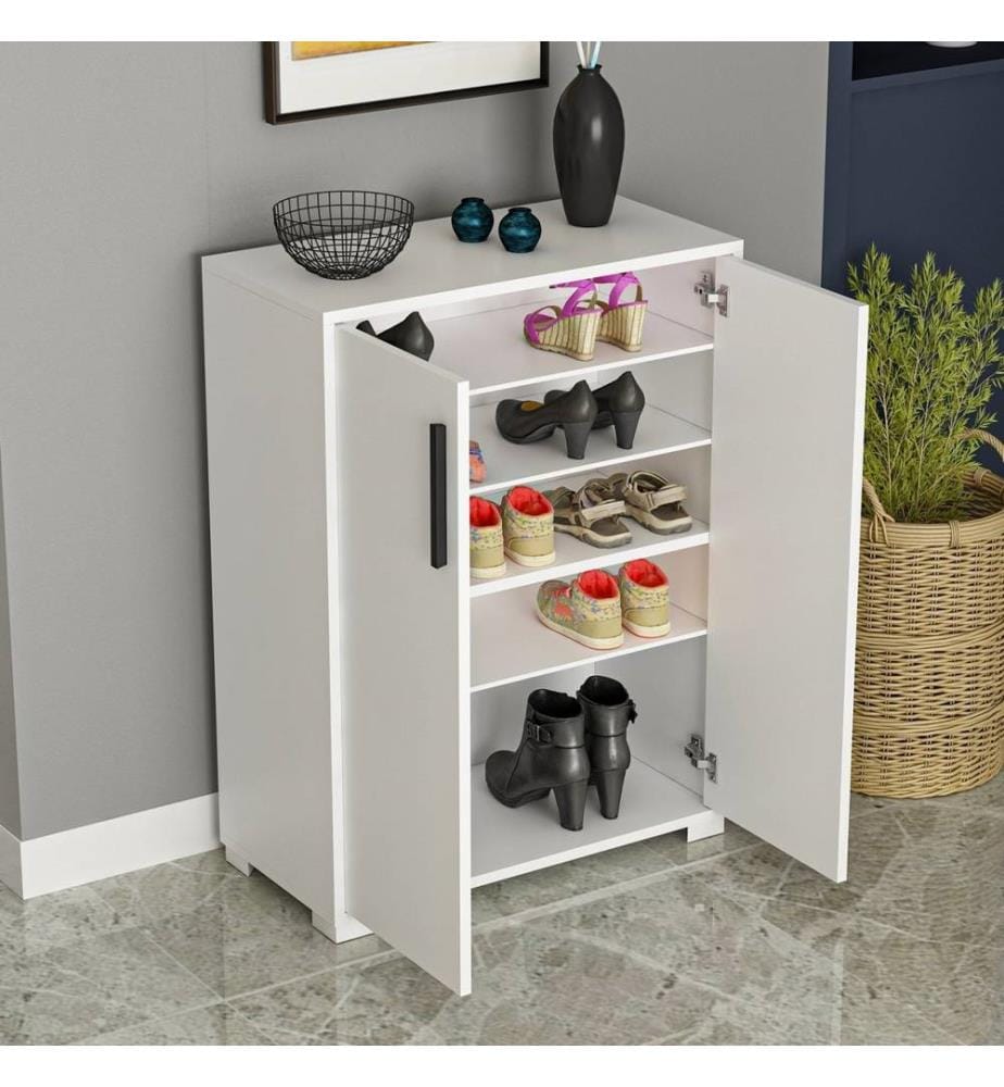 Meuble à chaussures, blanc, panneau de particules mélaminé