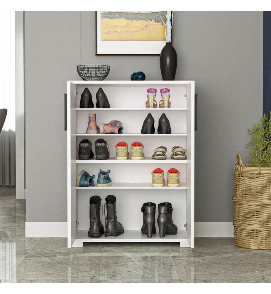 Meuble à chaussures, blanc, panneau de particules mélaminé