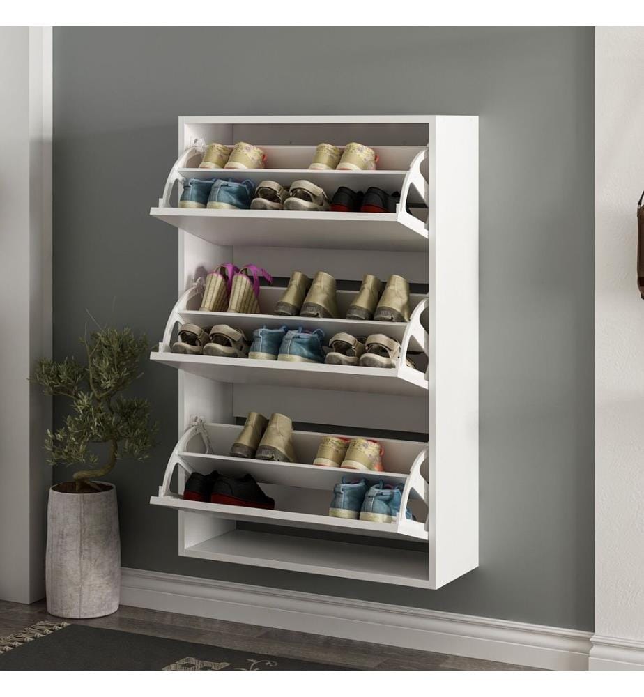 Meuble à chaussures, blanc, panneau de particules mélaminé