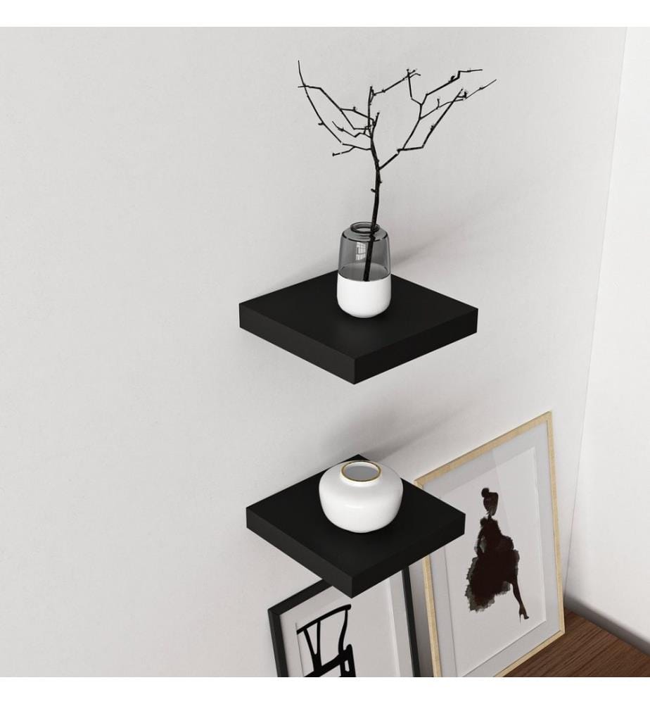 Etagère murale, Noir, Panneau de particules mélaminé
