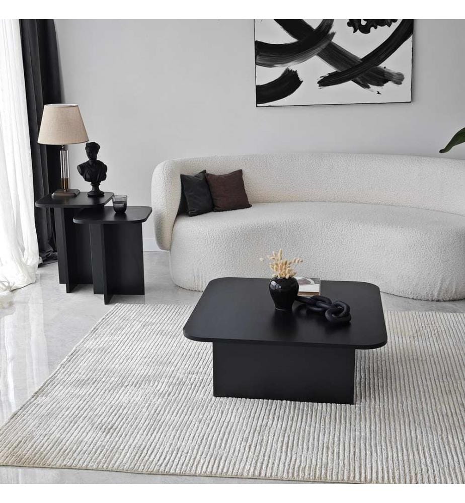 Table basse, noire, panneau de particules mélaminé