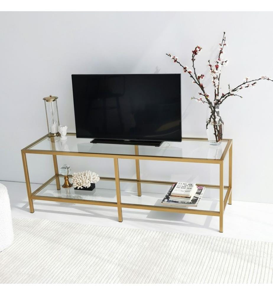 Gold, Tv Schränke, 45X130X40 cm, Getempertes Glas
