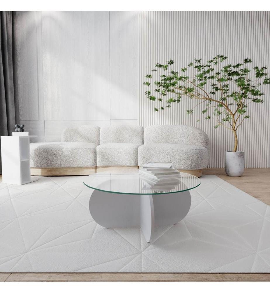 Bianco, Tavolini, 35X75X75 cm, Vetro Assaggiato