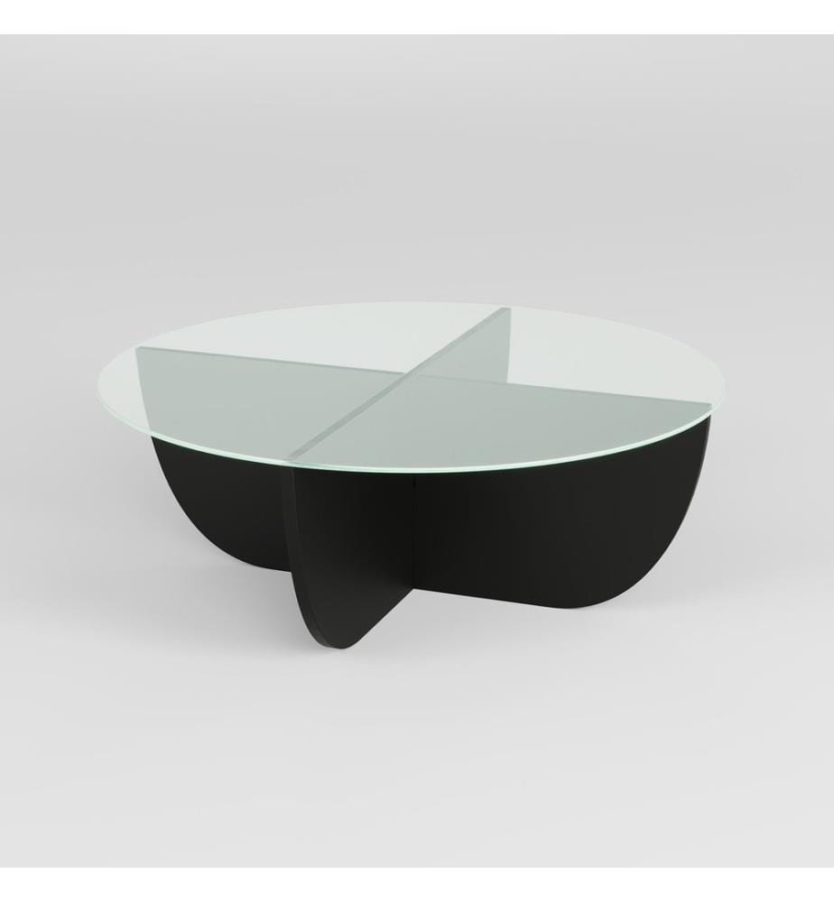 Table basse, Noir, Verre trempé, Piétement : Panneau de particules mélaminé