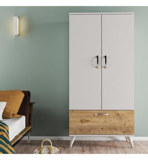 Garderobe, WeissAtlantische Kiefer, Melaminbeschichtete Partikelscheibe