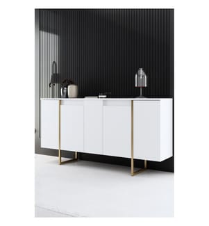Konsole, Weiss, Gold, Melaminharzbeschichtete Spanplatte, Metallbeine